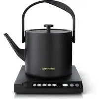 Arendo Wasserkocher aus Edelstahl, mit Temperatureinstellung, Retro Design, Teekocher, 0,5 l, 1000 W, Warmhaltefunktion 30 min, Temperaturwahl 40° - 100°, Sensortasten