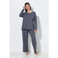 Ulla Popken Pyjama Pyjama Sterne Wellensaum Rundhals Langarm