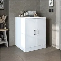 Roomart Waschmaschinenumbauschrank ATRIA – Umbauschrank für Badezimmer / HWR - 70cm (Waschmaschinenschrank - B/H/T: 70 x 90 x 69 cm) •Weiß •Weiß-Eiche •Eiche •Anthrazit-Eiche