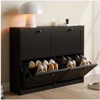 VOWNER Schuhschrank mit 4 Klappen, schmaler, 8 Fächer