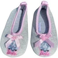 Barbie BARBIE Hausschuhe grau rosa Mädchenschuhe Slipper Pantoffeln Kinderschuhe für Kita Schule weich + warm Ballett Stil Gr.21 22 23 24 25 26 Hausschuh