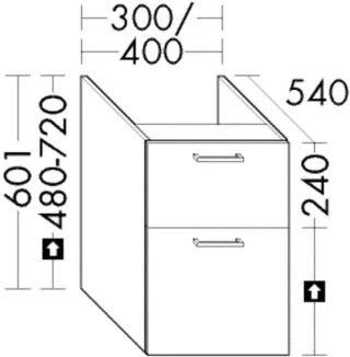 Burgbad Unterschrank Sys30 PG2 Echo 601x300x540 Eiche Dekor Caramel, WYHY030F7228 WYHY030F7228