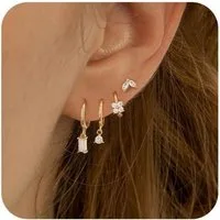 LuxusKollektion Ohrring-Set Ohrringe Silber 925 Gold Set Zirkonia Ohrstecker Damen Creolen