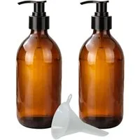 mikken Spülmittelspender 2x Pumpspender 500 ml Braunglas Dosierspender Spülmittelspender, (2er Set), mit UV-Schutz, Apothekerqualität, made in Europe, lebensmittelecht