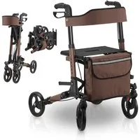 Juskys Rollator Vital, klappbar, mit Sitz, Einkaufstasche und Gehstockhalterung
