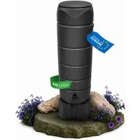 YourCasa Regentonne [CircleTower] 110L mit Standfuss, Deckel & Wasserhahn - Regenfass, Schmal, Inkl. Standfuss 39,6 x 130,3 cm, Wetterfest