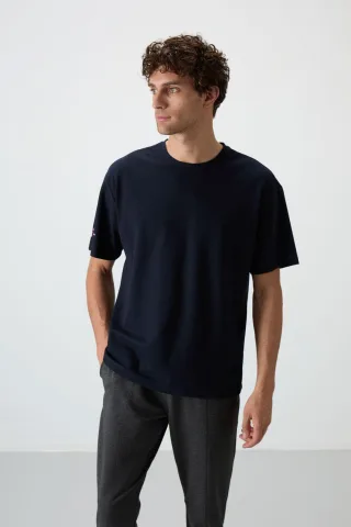 Übergröße Bedrucktes Rundhals-T-Shirt