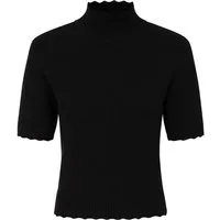 Banned Kurzarmpullover Jane Sweet Scallop Schwarz Vintage Wellenschnitt
