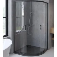 KOLMAN Komplettdusche VIDAR Schwarz & Duschkabine Viertelkreis HELA Schwarz 80x80 190 cm, BxT: 80x80 cm
