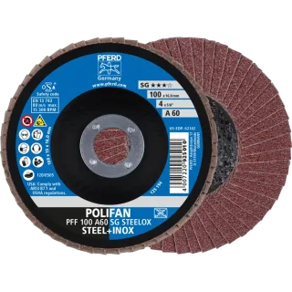 PFERD TOOLS POLIFAN Fächerscheibe PFF flach Leistungslinie SG STEELOX Stahl/Edelstahl - 67606100