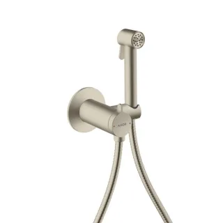 hansgrohe AXOR Bidette Showers Bidette Duschkopf 29242820 1 Strahlart rund für Mischwasser mit Duschkopfhalterung und Duschschlauch 1,25 m, Brushed Nickel