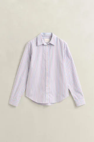 GANT - Regular Fit Classic Popeline-Bluse mit Streifen light blue waters - Gr. - 44