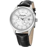 Eichmüller Automatikuhr Herrenuhr Zifferblatt Weiß, 41 mm, Lederband Schwarz, RE7008, elegante Armbanduhr für Herren