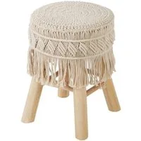 Atmosphera Créateur d'intérieur Sitzhocker Hocker im Boho-Stil mit Makramee, H. 42 cm, beige (1 Stk., Sitzhocker), funktional