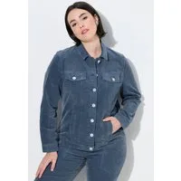 Ulla Popken Jeansjacke Cordjacke Knopfleiste Hemdkragen Langarm