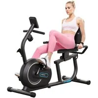 MERACH Liege-Heimtrainer für Zuhause mit 8 verstellbaren Widerstandsstufen (Leise Liegerad Heimtrainer mit Bluetooth, Exklusiver App, LCD-Display, Herzfrequenzsensoren, verstellbarer Rückenlehne und Tablet-Halterung), für Senioren max. Benutzergewich