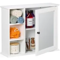 relaxdays Badezimmerspiegelschrank Spiegelschrank weiß 5 Fächer