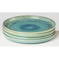 Gipfelstück Speiseteller Teller Set, Tiefer See, (4 St), Scandi-Style, glänzende Reaktivglasur, jedes Stück ein Unikat