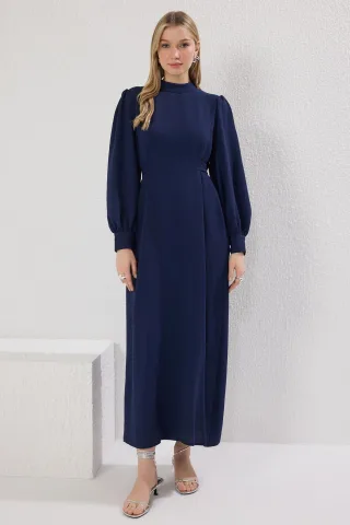 Damen Marineblaues gerades langes lässiges/alltagstaugliches Hijab-Kleid