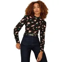 Love & Roses Langarmbluse Love & Roses Jersey-Oberteil mit Trichterkragen (1-tlg)
