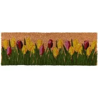 esschert design Fußmatte, Rechteckig, Höhe: 1.2 mm, Höhe: 1.2cm, Farbe: Naturfarben, Motiv: Tulpen