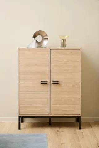 ACTONA GROUP Anrichte "Kensington" Schrank, 4 Türen und 6 Böden weiss pigmentiert Eiche, 91x40x120cm
