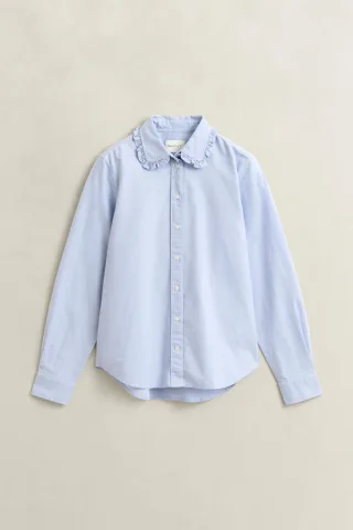 GANT - Classic Oxford-Bluse mit Rüschen - Gr. - 46