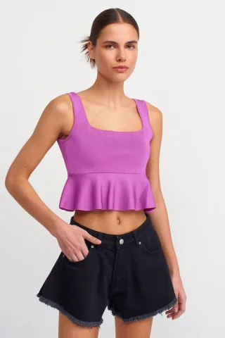Damen Rippstrick-Top mit quadratischem Ausschnitt