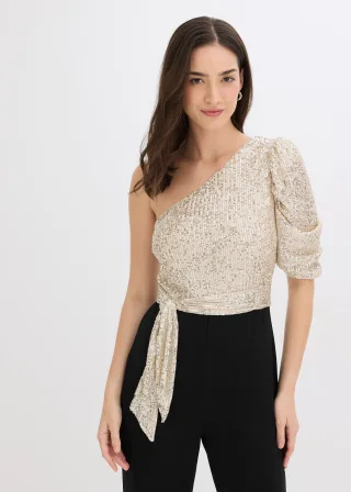bonprix Overall mit Pailletten, schwarz, Gr.44/46 (L), Eleganter Overall mit Glitzeroberteil