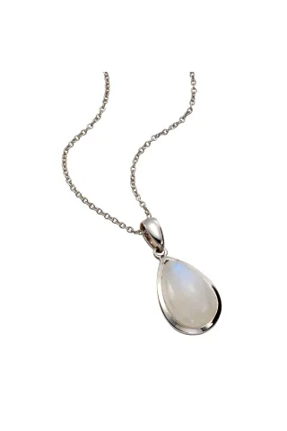 Jamelli Anhänger mit Kette 925 Silber rhodiniert mit Rainbow Mondstein