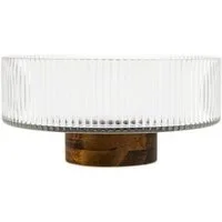 Almina Schale Terra Bowl Medio Glasschale mit Akazienholz - 21 x 10 cm, Glas, Holz, (Packung, 1-tlg), Servier- & Dekoschale