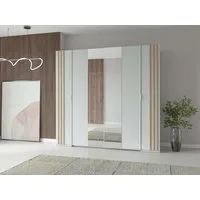OTTO home Kleiderschrank Kleiderschrank Caleera mit Spiegel, 10 Einlegeböden und Kleiderstange Garderobe mit 2 Schwebetüren und 2 Drehtüren, BxHxT 219,6x207,5x62 cm