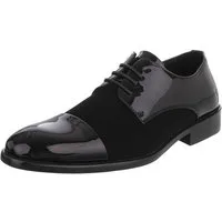 Coolwalk Herrenschuh Derby glänzend Schnürung elegant Freizeit Schnürschuh (91977177) Blockabsatz Business-Schuhe in Schwarz