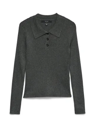VERO MODA - VMSILJERIB LS POLONECK PULLOVER NOOS Dark Grey Melange - Gr. - XS