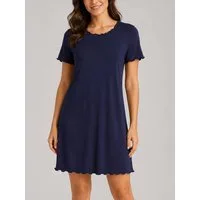Elegant Love Nachthemd Damen Schlafkleid für den Sommer – Kurzarm-Nachtwäsche mit Wellensaum
