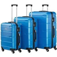 Zelsius Kofferset Koffer Set 3 Stück, Blau, ABS Hartschalenkoffer mit Zahlenschloss, 4 Rollen, (Set, 3 teiliges Kofferset)