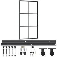 vidaXL Schiebetür Schiebetür mit Beschlag ESG-Glas & Aluminium 102x205 cm (1-St)