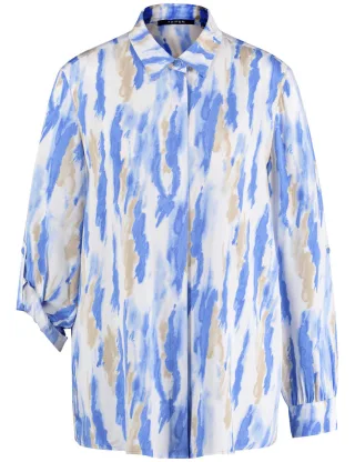 TAIFUN - Bluse mit Allover-Muster blau - Gr. - 34