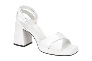 Paul Green Damen Sandalette 6027-02x wei? Futurelack Leder Plateau Absatz