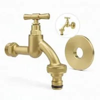 LIVLIG Kugelhahn Wasserhahn Garten, Außenwasserhahn mit Rosettengarnitur 1/2 Zoll, frostsicher, pulverbeschichtet, goldene Akzente
