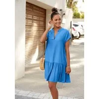 s.Oliver Blusenkleid mit Volant am Rock luftiges Tunikakleid, Sommerkleid,leichtes Strandkleid,Cover-up, Basic