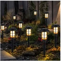 NOWA LED Solarleuchte, LED-Leuchtmittel fest verbaut, Warmweiß, 9x Solarlampen Garten Deko für Außen Erdspiess Solarlampen