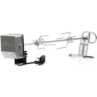 BBQ-Toro Grillspieß Edelstahl Grillspieß Set 70 cm, Motor 220V - 240V, 2 Fleischklammern