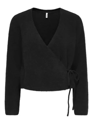 ONLY - ONLLIVA LS V-NECK WRAP KNT Black - Gr. - XS