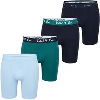 Phil & Co. Langer Boxer Long Boxer Briefs - langes Bein - Jersey - ohne störendes Etikett (4-St) Retroshorts Boxershorts Multipack Mehrpack Baumwolle Herren 4-Pack