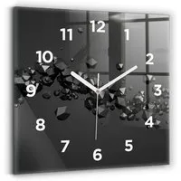 Tulup Wanduhr Moderne Glasuhr Schwarze Abstrakte Rechteckige Uhr aus Gehärtetem Glas