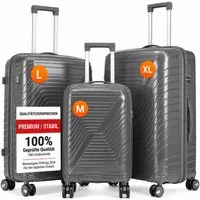oyajia Kofferset Rollkoffer 3-teiliges Set 20 24 28 Zoll aus PP Hartschale, (Reisekoffer Set mit TSA Zahlenschloss & 4 Rollen, 3 tlg., Handgepäckkoffer + Mittelgroß + XL Trolley Set), Leichtes Trolley Set für Urlaub Business Reisen