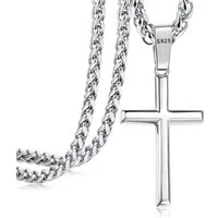 LuxusKollektion Kreuzkette 925 Silber Kreuzkette mit Weizenkette für Herren und Damen 71cm