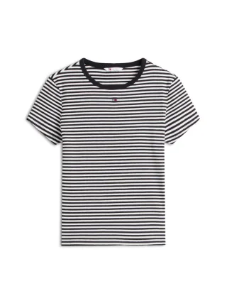 Tommy Hilfiger - T-Shirt mit Rippstruktur schwarz/weiß - Gr. - XL