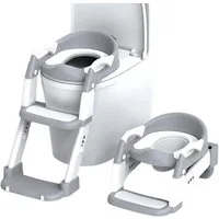 AKKEE Toilettentrainer Verbesserter 3-in-1-Toilettensitz mit Tritthocker, Rutschfester Spritzschutz-Kindertoilettensitz mit Leiter